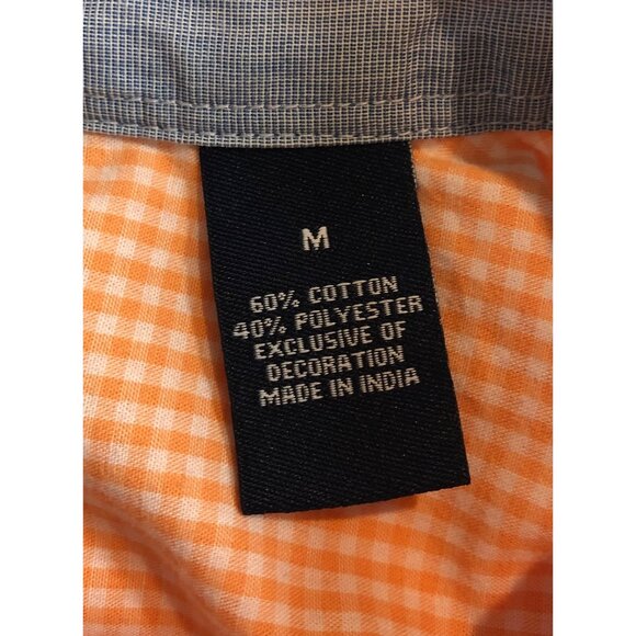 Chaps Mens Size Medium Orange/White Check Long Sleeve Button Up Shirt - Picture 8 of 10